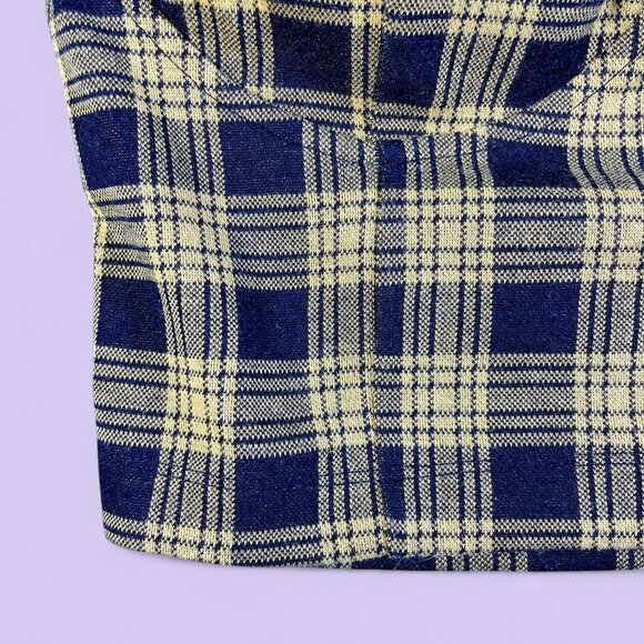 Meraki Black & Yellow Plaid Strapless Crop Top – Size XL - Picture 4 of 7